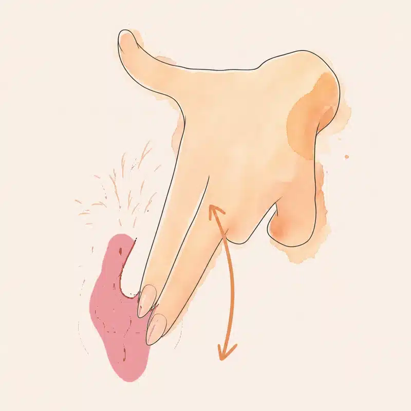 Schema: zwei Finger entlang der Vulva gleiten auf und ab